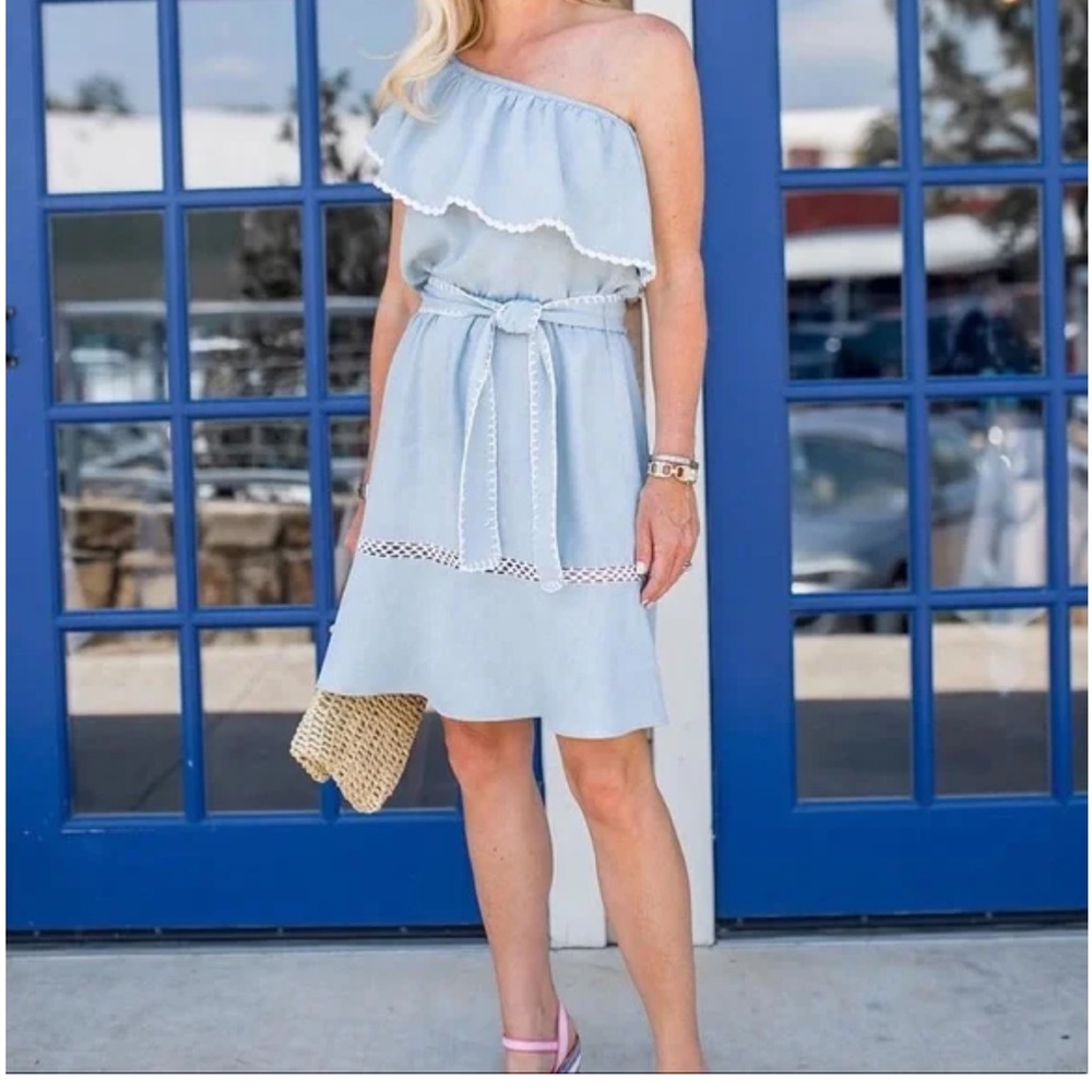 Saylor one shoulder ruffle dress, Size M
